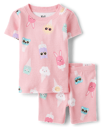Baby And Toddler Girls Ice Cream Cone Snug Fit Cotton Pajamas