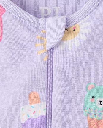 Baby And Toddler Girls Ice Cream Cone Snug Fit Cotton Cropped One Piece Pajamas