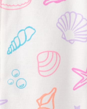 Pyjama une pièce en coton ajusté à motif coquillage pour bébés et petites filles