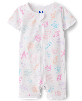 Baby And Toddler Girls Seashell Snug Fit Cotton One Piece Pajamas