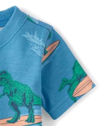 Baby And Toddler Boys Surfing Dino Snug Fit Cotton Pajamas