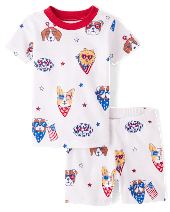 Baby And Toddler Americana Dogs Snug Fit Cotton Pajamas