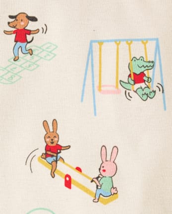 Baby And Toddler Short Sleeve Animal Playground Snug Fit Cotton Pajamas