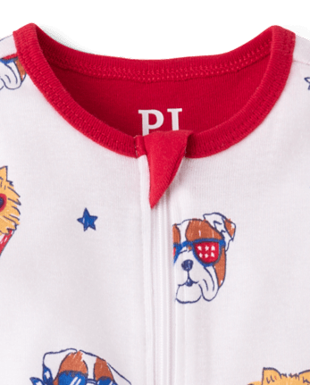 Baby And Toddler Americana Dogs Snug Fit Cotton One Piece Pajamas