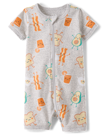 Baby And Toddler Breakfast Snug Fit Cotton Cropped One Piece Pajamas