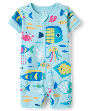 Baby And Toddler Fish Snug Fit Cotton Cropped One Piece Pajamas