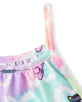 Girls Hello Kitty® And Friends Rainbow Tie Dye Ruffle Pajamas