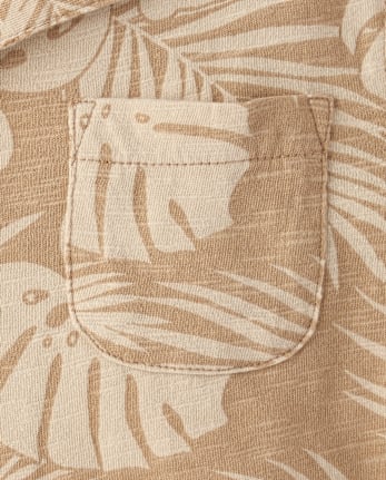 Baby And Toddler Boys Tropical Leaf Knit Button Up Shirt