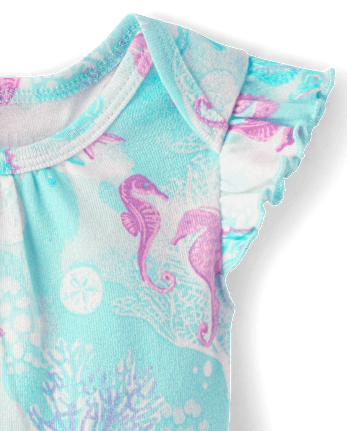 Baby Girls Seahorse Flutter Bodysuit 5-Pack