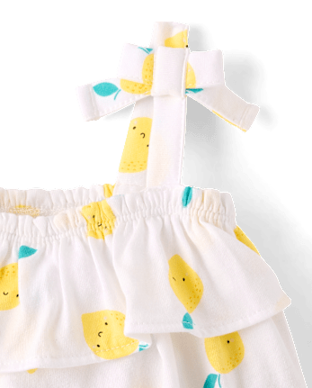 Baby Girls Lemon Tie Shoulder Romper