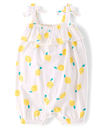 Baby Girls Lemon Tie Shoulder Romper
