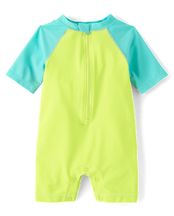 Baby Boys Colorblock Raglan Rashguard One Piece Swimsuit