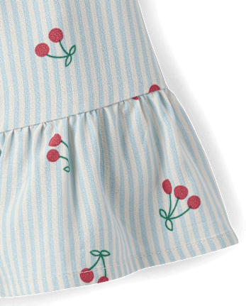 Baby Girls Striped Cherry Ruffle Dress