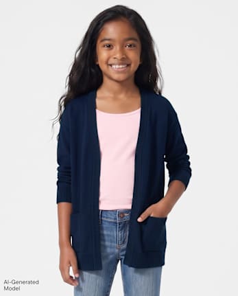 Girls Open Front Cardigan - TIDAL
