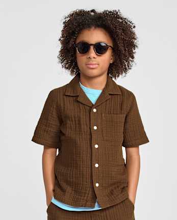 Boys Gauze Button Up Shirt