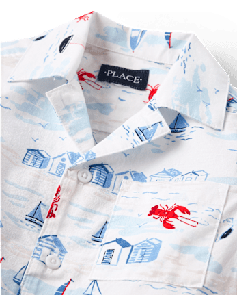 Boys Dad And Me Coastal Poplin Button Up Shirt