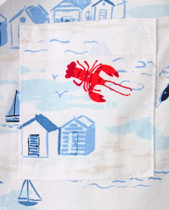 Boys Dad And Me Coastal Poplin Button Up Shirt