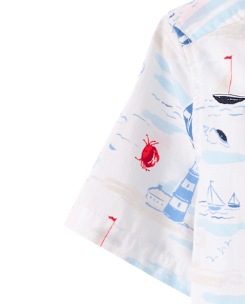 Boys Dad And Me Coastal Poplin Button Up Shirt