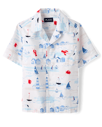 Boys Dad And Me Coastal Poplin Button Up Shirt