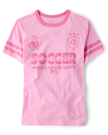 Girls Soccer Relaxed Graphic Ringer Tee