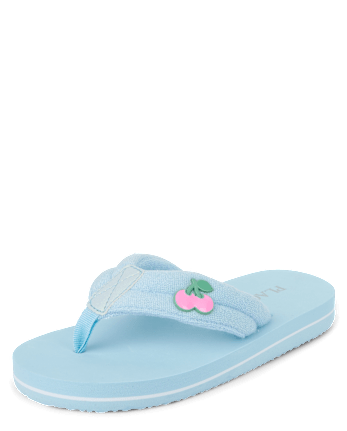 Girls Cherry Stud Terry Cloth Flip Flops