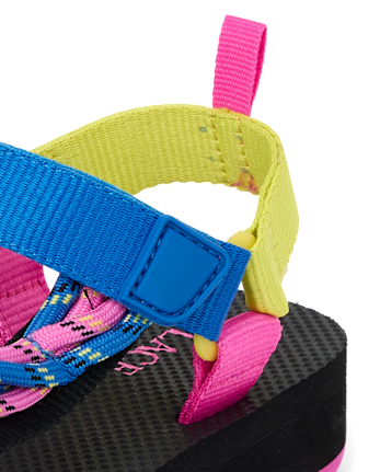 Girls Colorblock Cord Webbed Platform Sandals