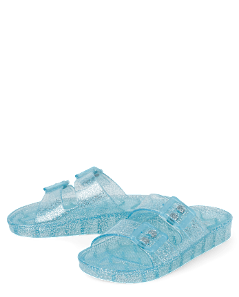 Girls Glitter Jelly Buckle Slides