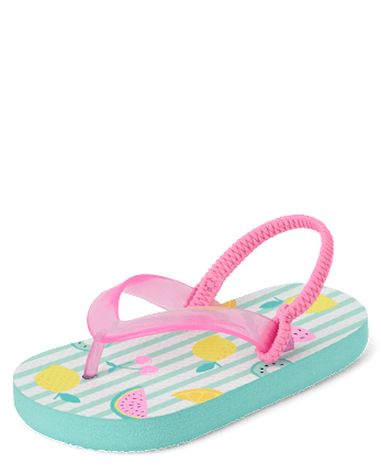 Toddler Girls Striped Fruit Flip Flops