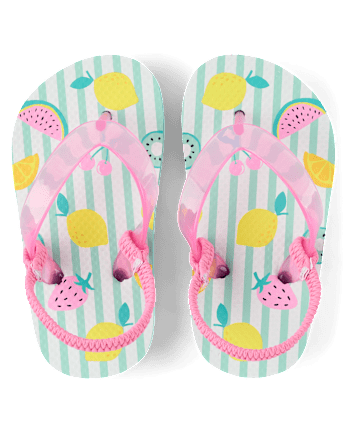 Toddler Girls Striped Fruit Flip Flops