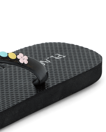 Girls Faux Beaded Patch Flip Flops