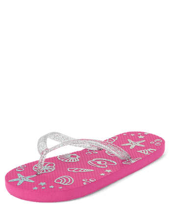 Tongs holographiques coquillage pour filles
