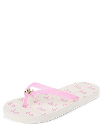 Girls Bow Stud Flip Flops