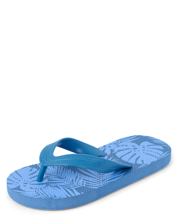 Boys Tropical Leaf Flip Flops