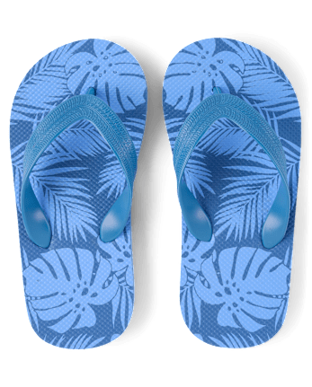Boys Tropical Leaf Flip Flops
