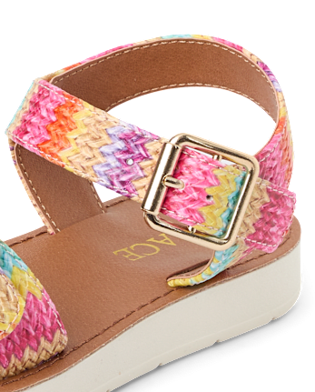 Girls Raffia Buckle Sandals