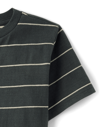 Boys Striped Textured Henley Tee