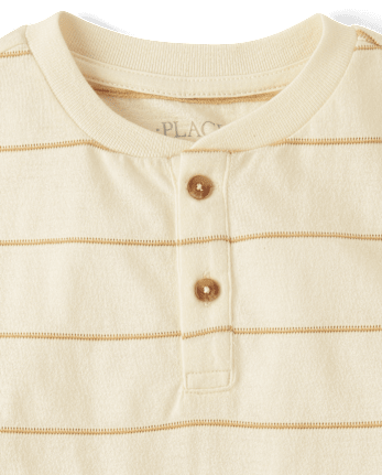 Boys Striped Textured Henley Tee