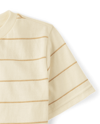 Boys Striped Textured Henley Tee