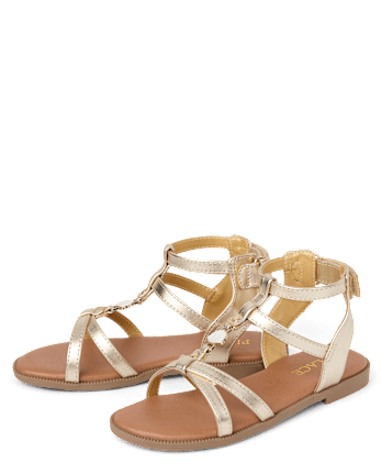 Girls Metallic Seashell Gladiator Sandals