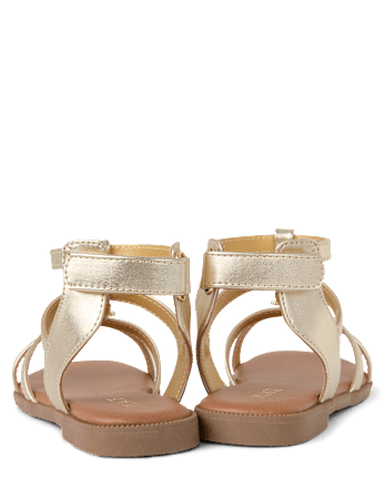 Girls Metallic Seashell Gladiator Sandals