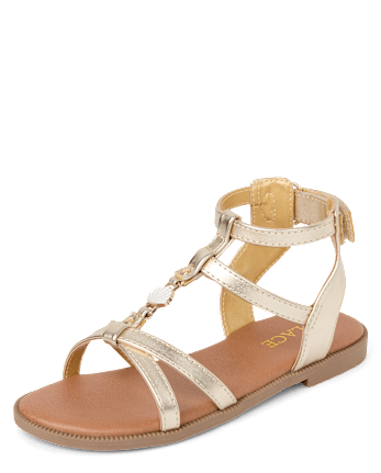 Girls Metallic Seashell Gladiator Sandals