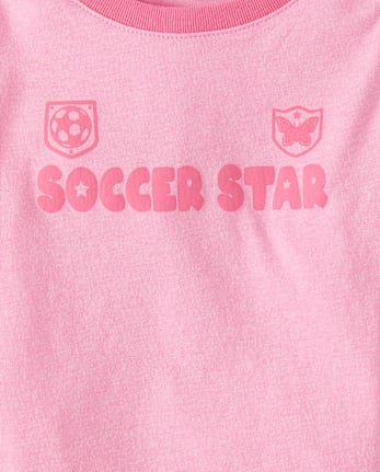 Baby And Toddler Girls Soccer Star Graphic Ringer Tee