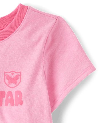 Baby And Toddler Girls Soccer Star Graphic Ringer Tee