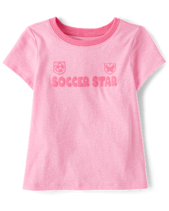 Baby And Toddler Girls Soccer Star Graphic Ringer Tee