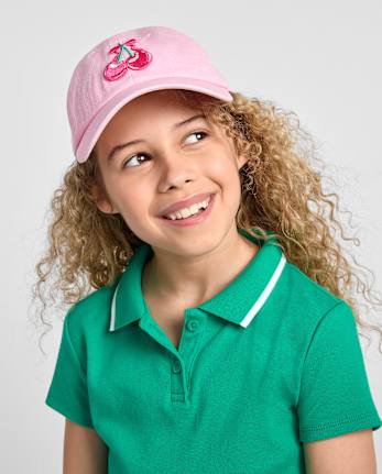 Girls Embroidered Cherry Baseball Hat