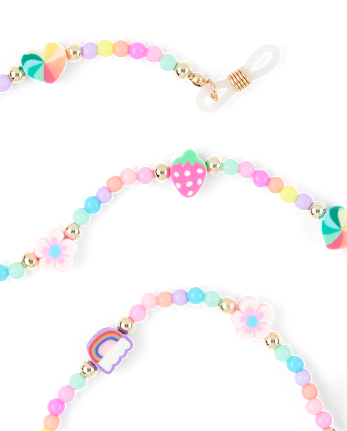 Chaîne de lunettes de soleil à perles avec visage souriant pour filles