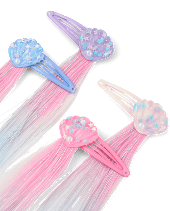 Girls Seashell Hair Extension Hair Clip 4-Pack