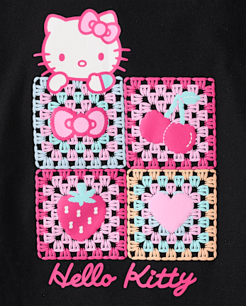 Girls Hello Kitty® Puff Print Crochet Relaxed Graphic Tee