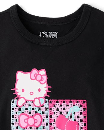 Girls Hello Kitty® Puff Print Crochet Relaxed Graphic Tee