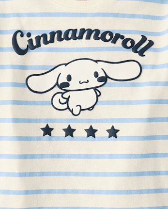 Girls Cinnamorollâ¢ Puff Print Striped Graphic Tee